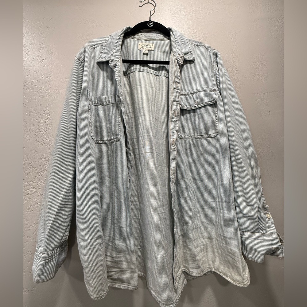 Lucky Brand Denim pinstripe button up shirt L